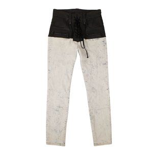 NEW UNRAVEL PROJECT Black Leather Corset Jeans Size 25 $1750
